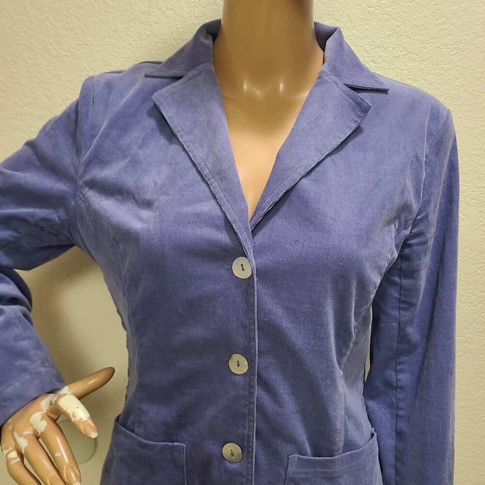 GUDRUN SJODEN FITTED BLAZER JACKET LAVENDER STRETCH MICROWALE CORDUROY sz M - Picture 2 of 7